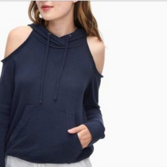 Splendid Sweatshirt Cold Shoulder Navy Hoodie NWT SZ M - Picture 1 of 10